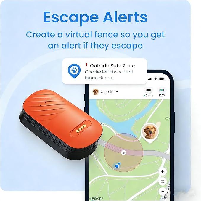 4G Smart GPS Pet Tracker with Real-Time Location Tracking,Waterproof, Historical Trajectory, Long Battery Life, Nationwide Coverage, Fits All Collars(Subscription Required)