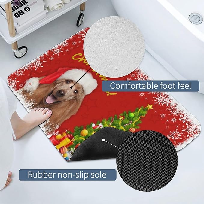 Personalized Christmas Dog Door Mats - Custom Winter Pet Cat Doormat with Photo - Rubber Door Mats, for Pet Lover