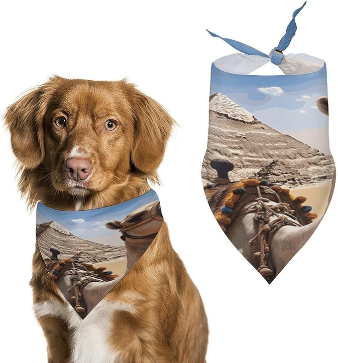 Dog Bandana Spring Pet Scarf Adjustable Triangle Pyramid Camel Printing Dog Bib Washable Polyester Puppy Bandana for Small Medium Large Dogs Cat Birthday Party Supplies