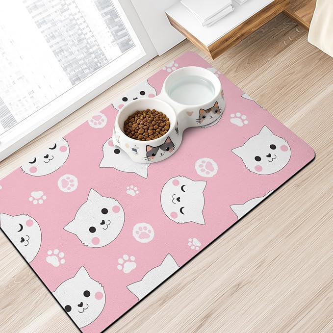 Dog Food Mats for Floors Absorbent, Non-Slip Quick Dry Dog Mat for Food and Water, Cat Pet Food Mat Pet Supplies