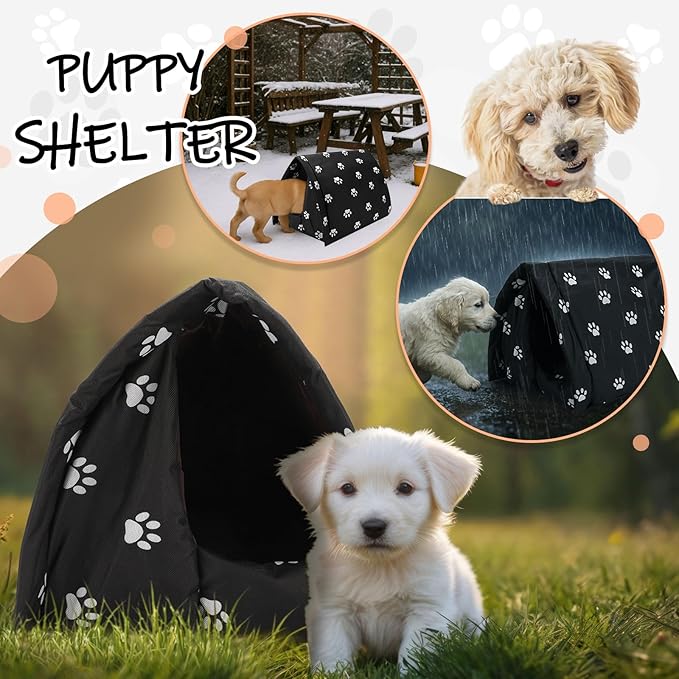 Winter Outdoor Cat House with Self Warming Pad Blanket 17'' x 12'' Weatherproof Foldable Feral Cat Shelter Waterproof Outside Warm Bed Cave Tent for Dogs Puppy Wild Animal Indoor Home