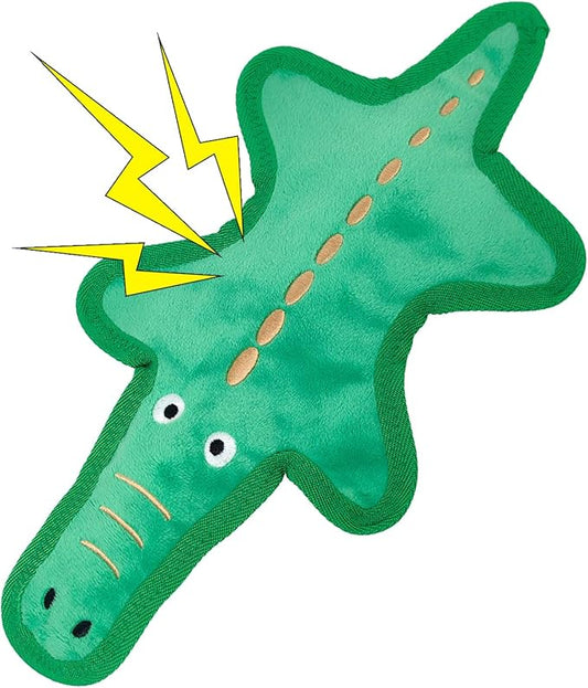 No Stuffing Dog Squeaky Toys, 1 PCS Tough Durable Plush Chew Toy for Boredom and Teething, Interactive Dog Toys for Small Medium Large Dogs to Keep Them Busy (Crocodile)
