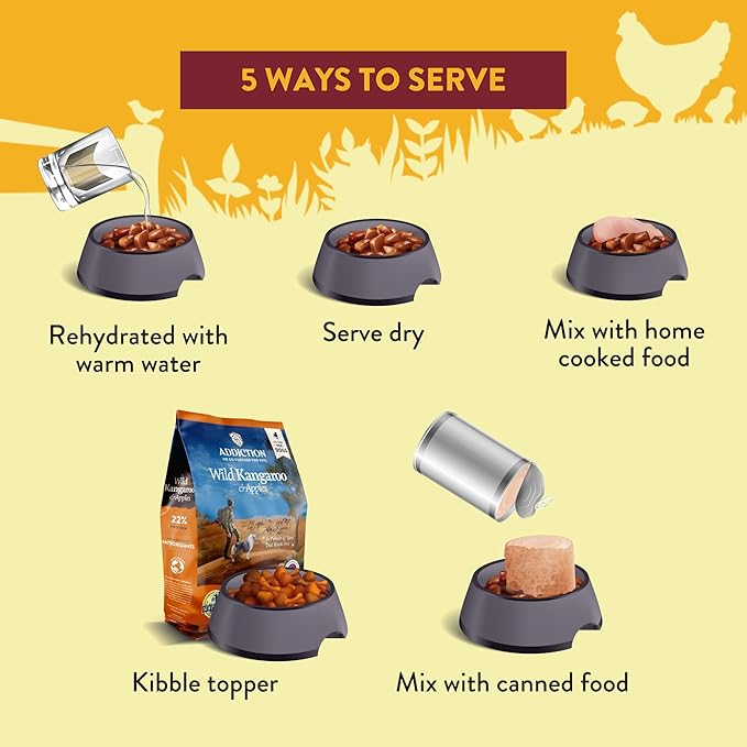 Addiction Country Chicken & Apricot Air-Dried Grain-Free Dog Food – Complete Meal or Topper with Natural Ingredients for Digestive and Skin & Coat Health, 2lb
