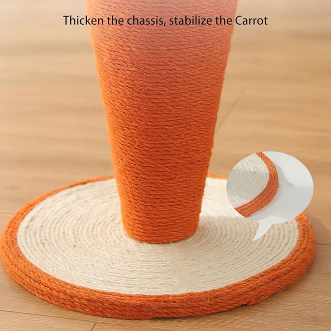 Cat Scratching Post, 9.8x9.8in Cute Carrot Scratching Post Cat Scratcher for Indoor Cats Kittens, Carrot Sisal Vertical Carrot Cat Climbing Frame for Indoor Cats Kitty Training