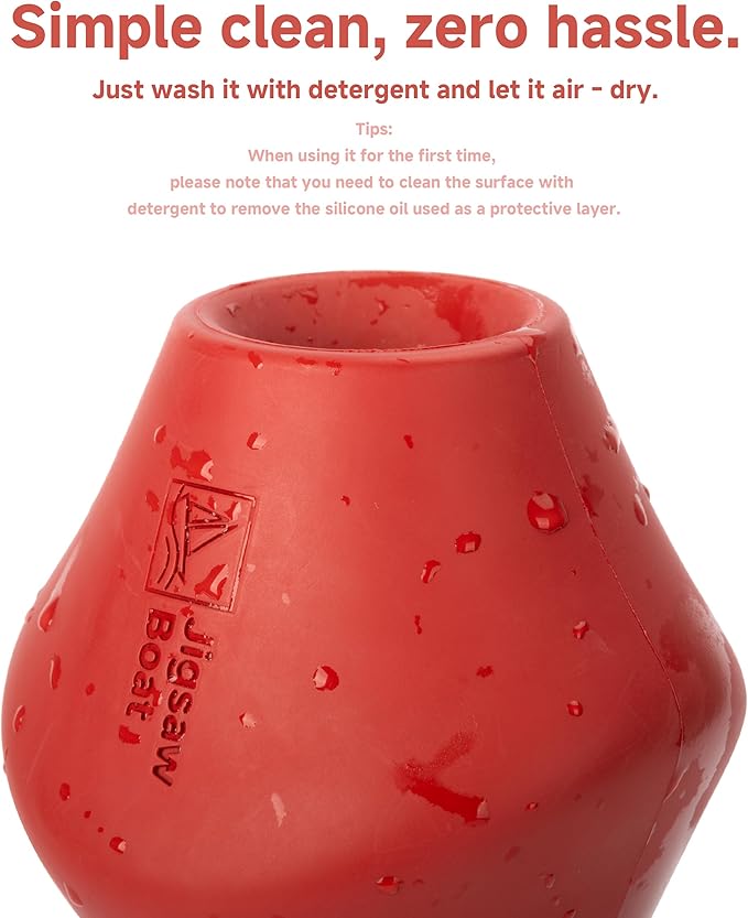 Stuffable Enrichment Dog Toy – Durable Natural Rubber Treat Dispenser for Medium Dogs, Irregular Shape, Red, Bully Stick Compatible