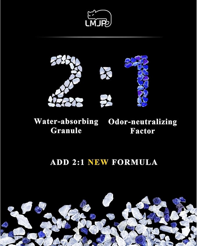 Crystal Cat Litter with Powerful Odor Control, Non-Clumping, Lasts Up to 4 Months, 17.2lb, Rapid Water Absorption, Unscented & Low Tracking Lightweight Blue & White Silica, 4 Pack of 4.3lb