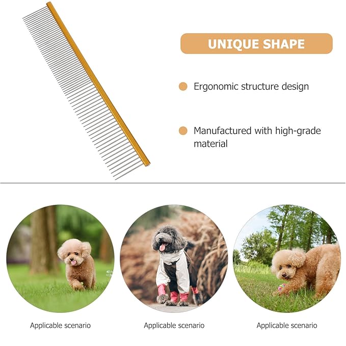 Pet Grooming Comb Multi-function Lightweight Aluminum Dematting Comb Gold Color for Dogs and Cats Daily Use