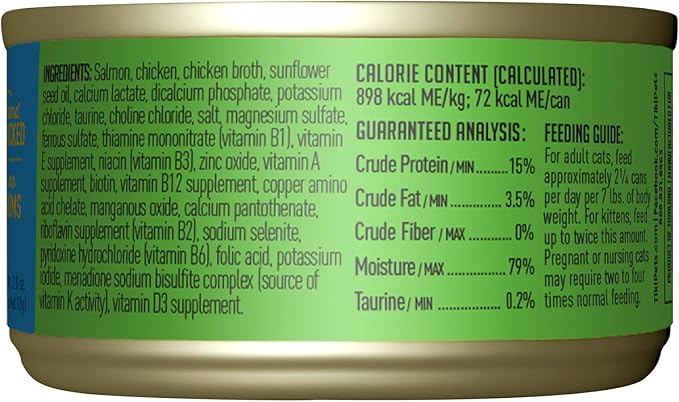 Tiki Cat Luau Shredded Meat, Wild Salmon & Chicken Recipe in Chicken Consumme, Grain-Free Balanced Nutrition Wet Canned Cat Food, For All Life Stages, 2.8 oz. Can (12 Count)