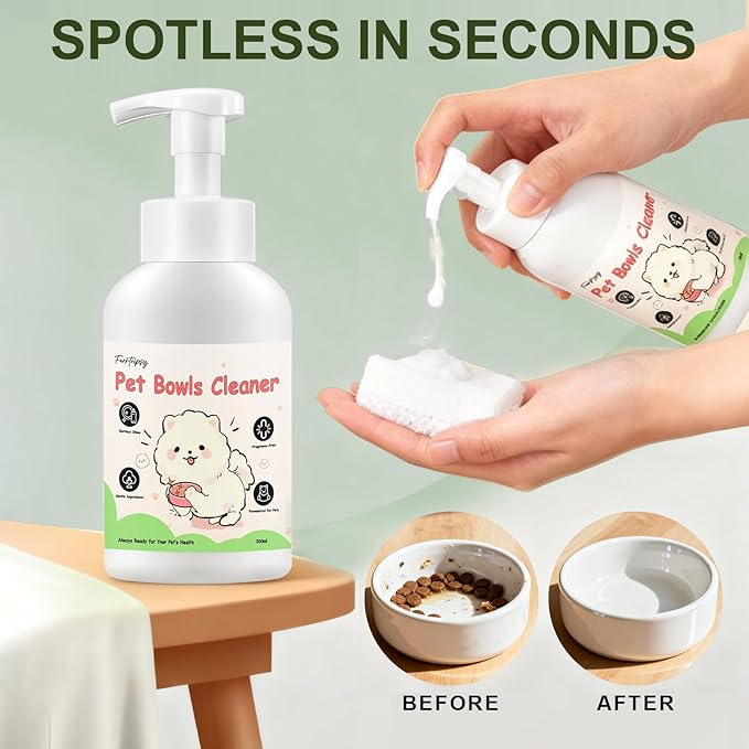 Pet Bowl Cleaner Mousse-Pet Safe Ingredients,Essential Techniques for Water and Food Bowl Hygiene-Dog Cat Wash Mousse Fragrance-Free