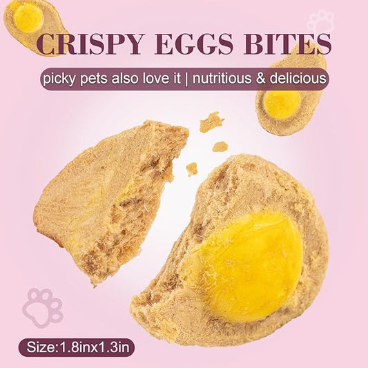 Dylan's cabin Freeze Dried Chicken Cat & Dog Treats - High Protein Poached Eggs Bites with Salmon & Pumpkin Training Kitten Puppy Snack for Coat Gut Healthy, 34pcs