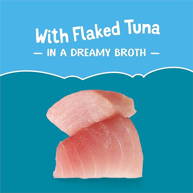 Purina Friskies Lickable Cat Food Toppers Bits ‘n Broth with Flaked Tuna in a Dreamy Broth - (Pack of 16) 1.2 oz. Pouches