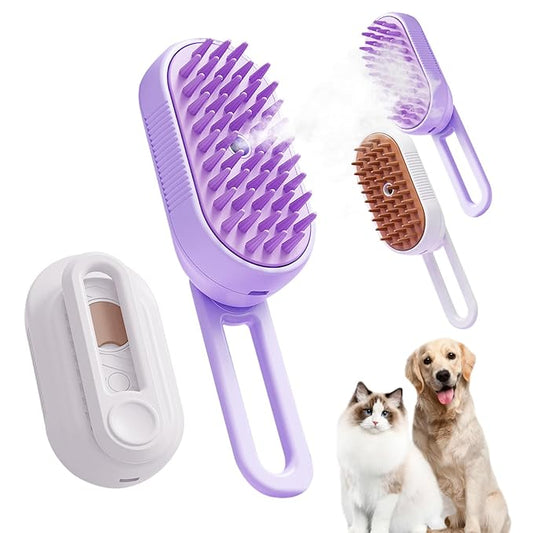 2PCS Spray Pets Brush for Cat/Dog,Cloud Care Cat Grooming Brush with Steam,3-in-1 Cleaning Pet Brush with 360° Rotating Arm,Multifunctional Cat and Dog Steam Brush for Removes Loose Undercoat