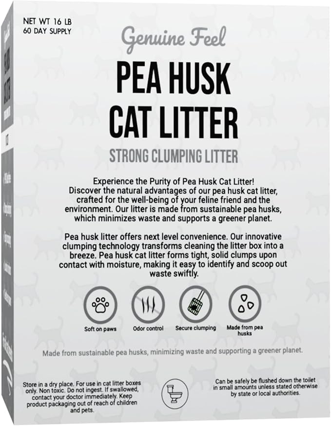 Premium Pea Husk Scented Cat Litter for Happy and Healthy Cats. (15 lbs)(Natural/Unscented)