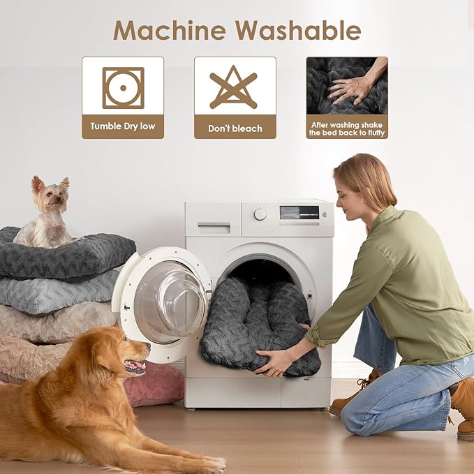 EHEYCIGA Washable XL Dog Bed for Crate 41x27 Inch, Reversible Kennel Pad for Extra Large Dogs Weight Up to 75 lbs, Plush and Comfy Pet Sleeping Mat, Charcoal