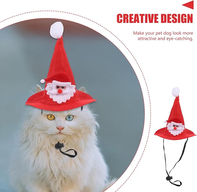 Amosfun Christmas Dog Hat and Pet Cosplay Headgear Knitted Santa Claus Cap Wear-Resistant for Cats and Dogs Holiday Party Supplies