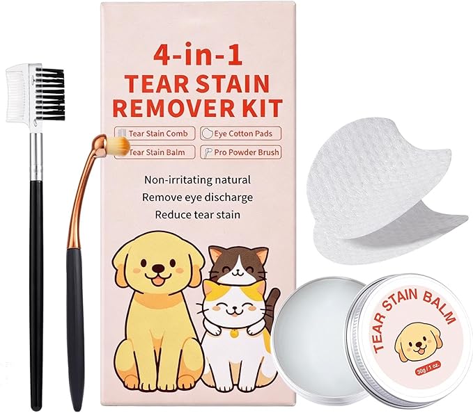 Gentle Tear Remover, Dog Eye Stain Cleaning Ointment, 30ml Care Solution with Powder Brush, Soft Formula Pet Cleaner, Grooming Supply with Safe Blend, Animal Care Tool for Home Use