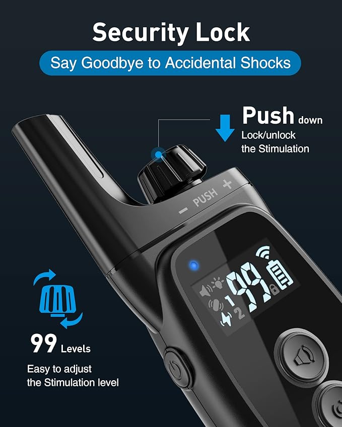 ABBIDOT Dog Shock Collar - 3500FT Dog Training Collar with Remote，IPX7 Waterproof & 4 Training Modes, Safety Lock & Night Vision Light，Rechargeable E-Collar for All Breeds