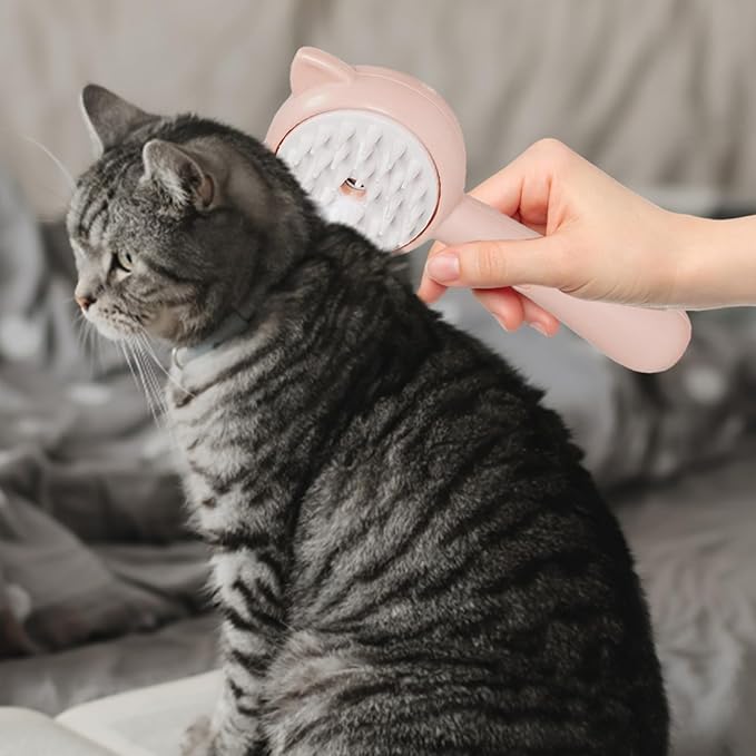Steam Brush For Cats, 2 in 1 Electric Grooming Brush with Steam, Cat Brushes For Indoor Cats, Multifunctional Pet Hair Cleaning Brush, Rechargeable Massage Grooming Comb for Cat, Kitten, Puppies (B)