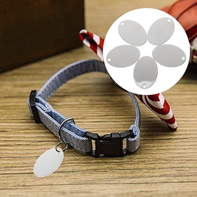 10pcs Stainless Steel Pet Id Tags 43x29mm Metal Collar Accessories for Pets Supplies