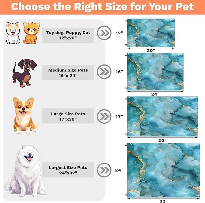 Blue Marble Dog Food Mat for Floors Absorbent, Quick Dry Water Dispenser Mat for Food, Water, Pet Supplies 16" x 24", Abstract