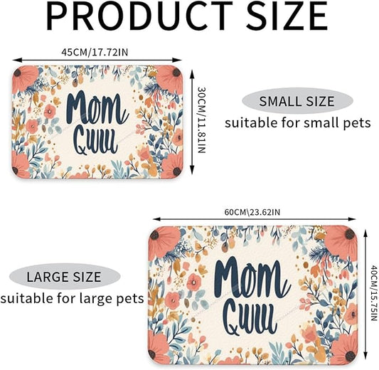 Absorbent Dog Water Cat Mat for Food Water Bowl Quick Dry Happy Mother's Day Floral Gift for Mom Ii Pet Feeding Mats No Stains Dog Food Mat Pet Accessories Supplies Cat Bowl Mats 24x16In