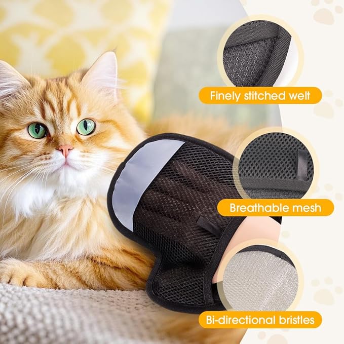 Pet Hair Removal Glove,Electrostatic Pet Grooming Gloves for Cats & Dogs,2025 New Upgrade Efficient Cat Gloves for Grooming,Cat Grooming Gloves for Hair Removal,Reusable Pet Hair Remover Glove (3PC)