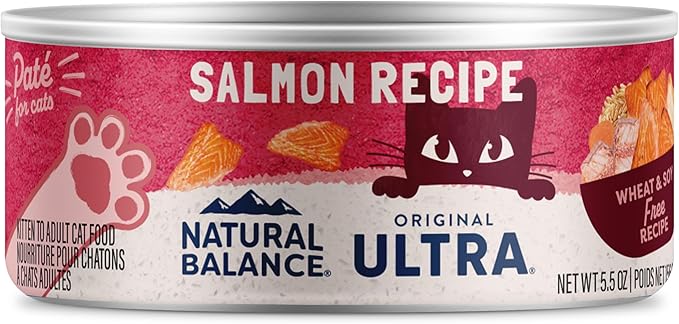 Natural Balance Original Ultra Adult Wet Canned Cat Food, Salmon Recipe, 5.5 Ounce (Pack of 24)