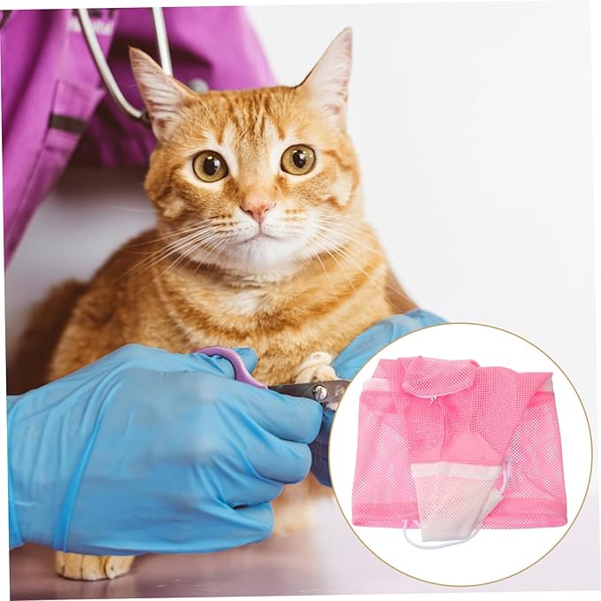 Multi Function Cat Grooming Bag Durable Mesh Pet Bathing Pouch for Nail Trimming and Care Breathable Calm Design