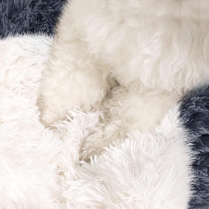 NOYAL Round Hooded Donut Dog Bed for Small & Medium Pets - Plush Fluffy Anti-Anxiety Cat Cave Bed with Cover