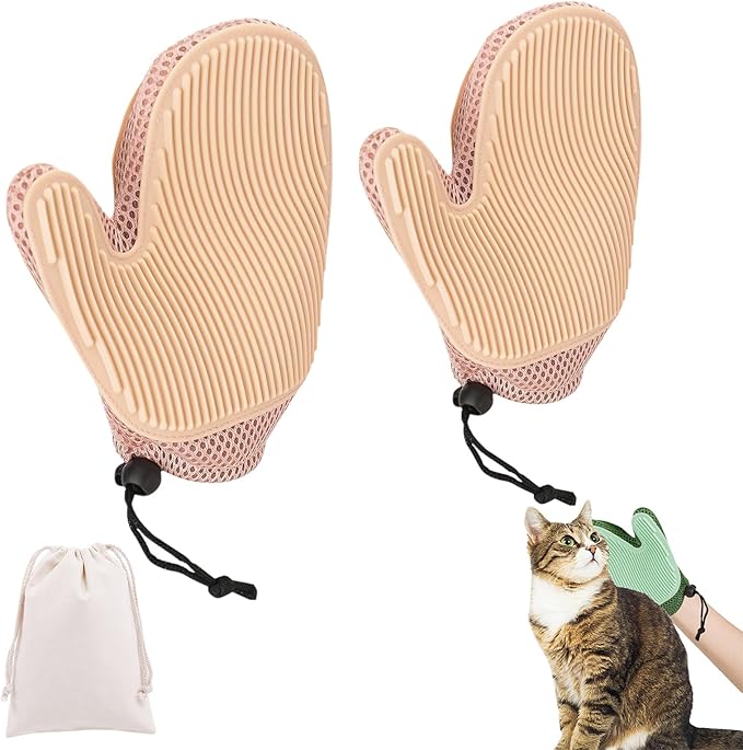 2Pcs Pet Hair Removal Gloves, Efficient Grooming Gloves for Pet Hair Deshedding and Removing, Reusable Cat & Dog Hair Remover Glove for Couch, Furniture, Carpet