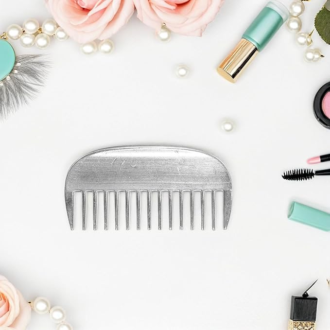 Metal Dog and Cat Grooming Comb Aluminum Wide Tooth Detangler Portable Shedding Tool for Undercoat Hair Removal Silver