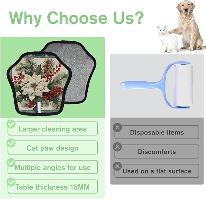 Leaf Berry Theme Electrostatic Pet Hair Removal Glove for Cats & Dogs - Reusable Grooming Mitt for Couch, Carpet, Car Seat & Laundry - Large 9x9 Inch