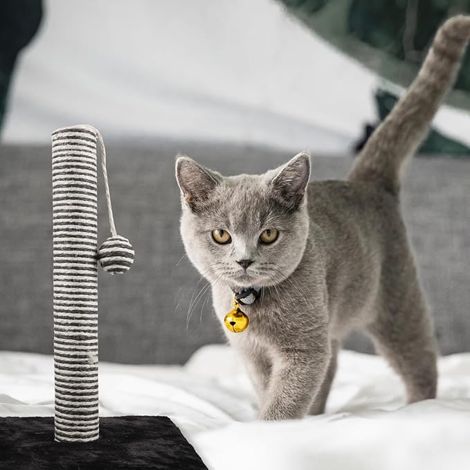 Alipis Cat Scratching Post with Sisal Rope Sturdy Scratcher Pole Hanging Ball Indoor Cat Activity Center