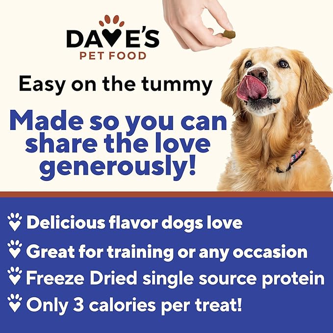 Dave's Pet Food Freeze Dried Venison Treats for Dogs with Pumpkin Fiber & Probiotics, Easy to Digest, Complete & Balanced Nutritious, Freeze Dried Dog Food Topper, USA Made (10 oz)