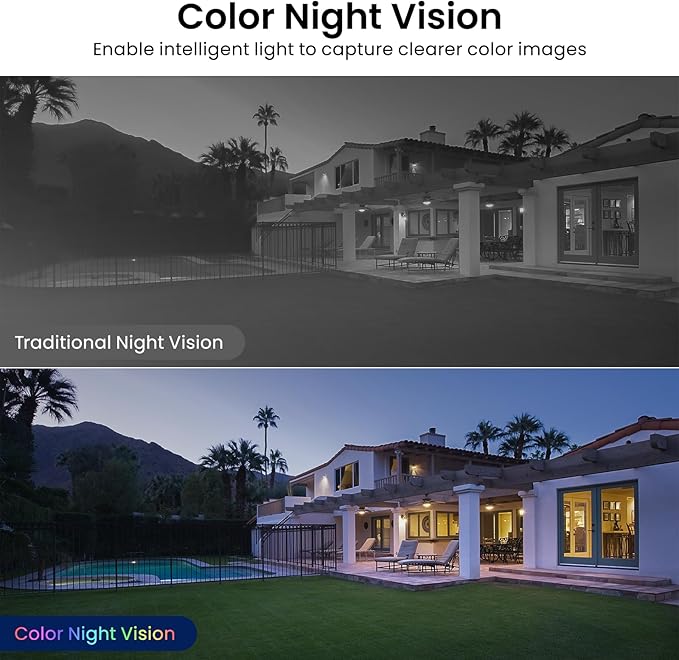 2K Cameras for Home Security-Outdoor/Indoor Camera for Dog/Cat/Pet/Nanny/Baby/Elderly, Color Night Vision, White Light, Siren, 24/7 SD Recordings, Works with Alexa, Plug in (C1-White-2pack-2.4G)