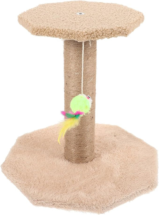 Cat Scratching Post Small Sisal Pole with Hanging Ball Wear-Resistant Decorative Floor Scratcher for Indoor Cats and Kittens