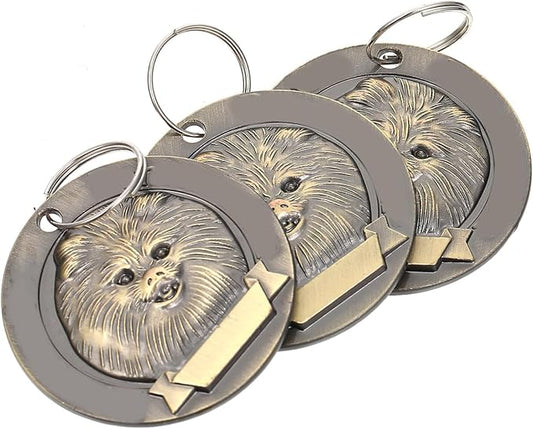 FRCOLOR 3pcs Vintage Bronze Pomeranian Dog Id Tags Pet Identity Hangings Sturdy Pet Supplies for Small Dogs Collar Accessories
