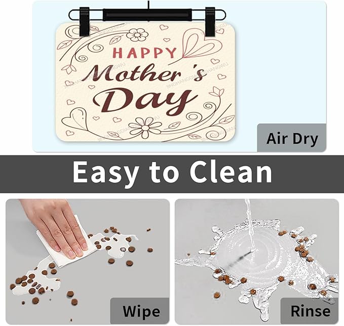 Pet Feeding Mat Happy Mother's Day Floral Gift Mom Ff Absorbent Pet Placemat for Food Water Bowl with Waterproof Rubber Backing 24x16In Quick Dry Water Dispenser Mat Dog Cat