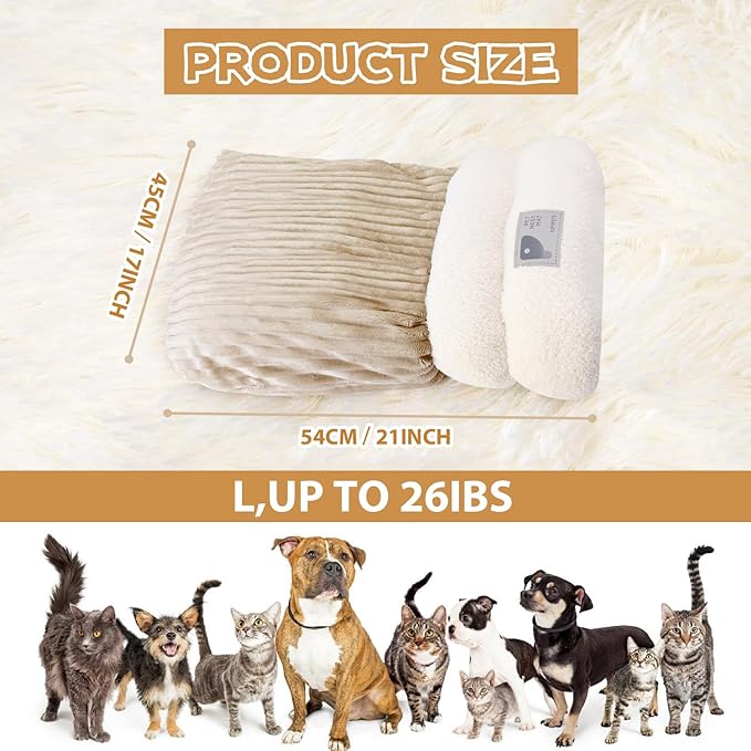 Cat Sleeping Bag Bed, Winter Soft Plush Sack Self Warming Cave Bed for Indoor Cats, 360°Wrap Comfortable Pet Snuggle Sack, Soft Plush Large - Size L (Brown)