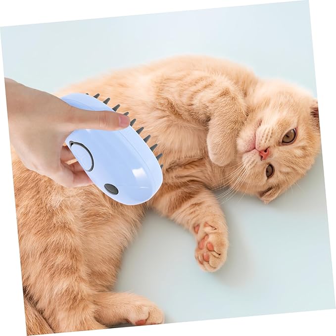 Self-cleaning Cat Steam Brush for Grooming Massage Multifunctional Pet Hair Remover Efficient Deshedding Tool for Types Blue