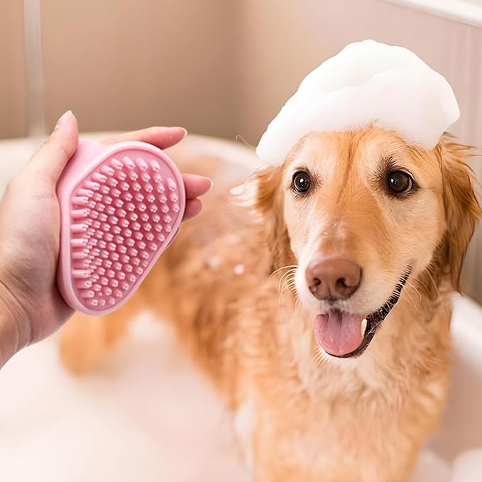 Pet Shampoo Bath Brush - | Soft Rubber Grooming Gloves for Deshedding and Soothing Massage | Adjustable Handle Pet Washing Brush Fõr Cats and Dogs | Professional Bathing Supplies for Long Short Hair