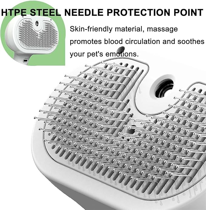 Pet Grooming Brush with Spray, 2025 New Steam Cat & Dog Brush, Self Cleaning 3 in 1 Pet Brush for Shedding & Grooming (White)