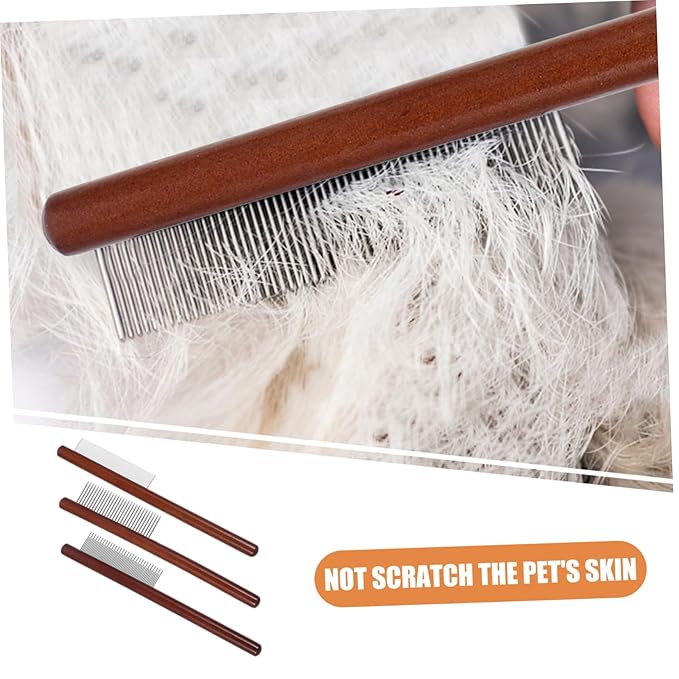 HANABASS 3pcs Long Short Teeth Pet Comb Cat Grooming Tool Tear Stain Brush for Indoor Cats