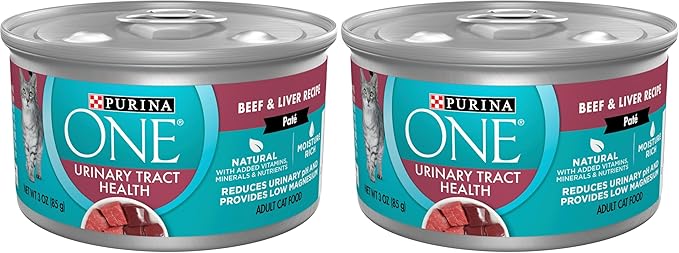Purina ONE Urinary Tract Health,Natural Pate Wet Cat Food,Urinary Tract Health Beef & Liver Recipe - 3 oz. Pull-Top Cans,(Pack of 48)