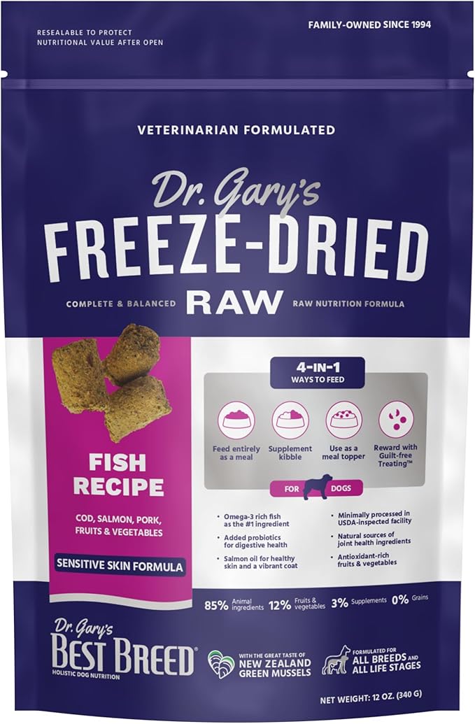 Dr. Gary's Best Breed Freeze-Dried Raw Food, Topper and Treat: Fish Recipe - 12 oz.