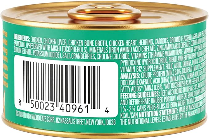 Made by Nacho Premium Wet Cat Food Grain-Free Pate Cans (Chicken and Herring - 6 Pack, 5.5 Ounce)