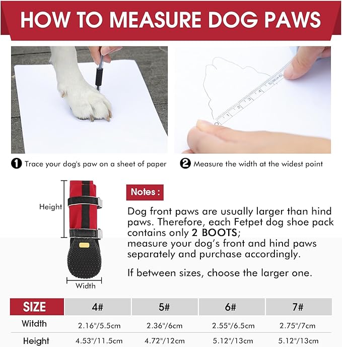 Dog Boots with Fleece Lining, Waterproof Dog Shoes for Medium and Large Dogs - Reflective, Non Slip, 2PCS Outdoor Snow Dogs Boots & Paw Protectors for Winter