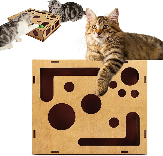 Cat Nail File Scratch Enrichment Box, Cat Scratch Puzzle Enrichment Box, Stress Free Alternative to Clippers and Grinders,Sandpaper Inside for Indoor Cats Scratching