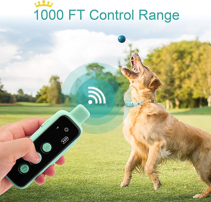 Bousnic Shock Collar for Dogs - Waterproof Rechargeable Dog Electric Training Collar with Remote for Small Medium Large Dogs with Beep, Vibration, Safe Shock Modes (8-120 Lbs) (Green)
