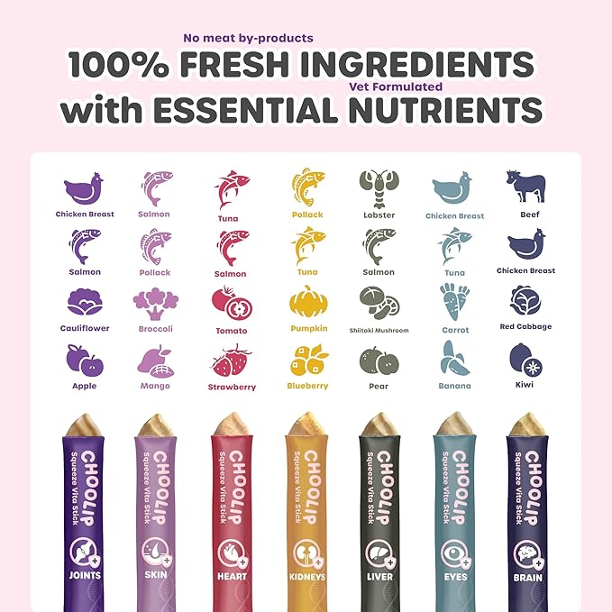 Choolip Bundle | Berry Good Milk 10pk Vitamin-Infused + 49pc Variety Squeeze Vita Sticks with Essential multivitamins [Both Products are for Cats & Dogs of All Life Stages]
